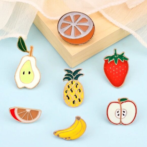 7-Piece Fruit Medley Enamel Pin Set - Brand-New! - Picture 2 of 15